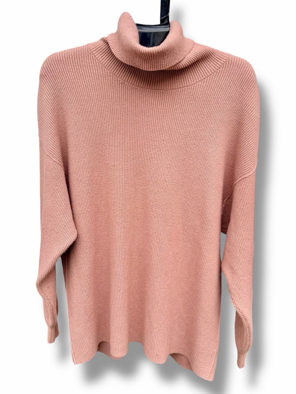 Free People Softly Structured Tunic Sweater Dusty Mauve Ribbed Cowl Neck Small